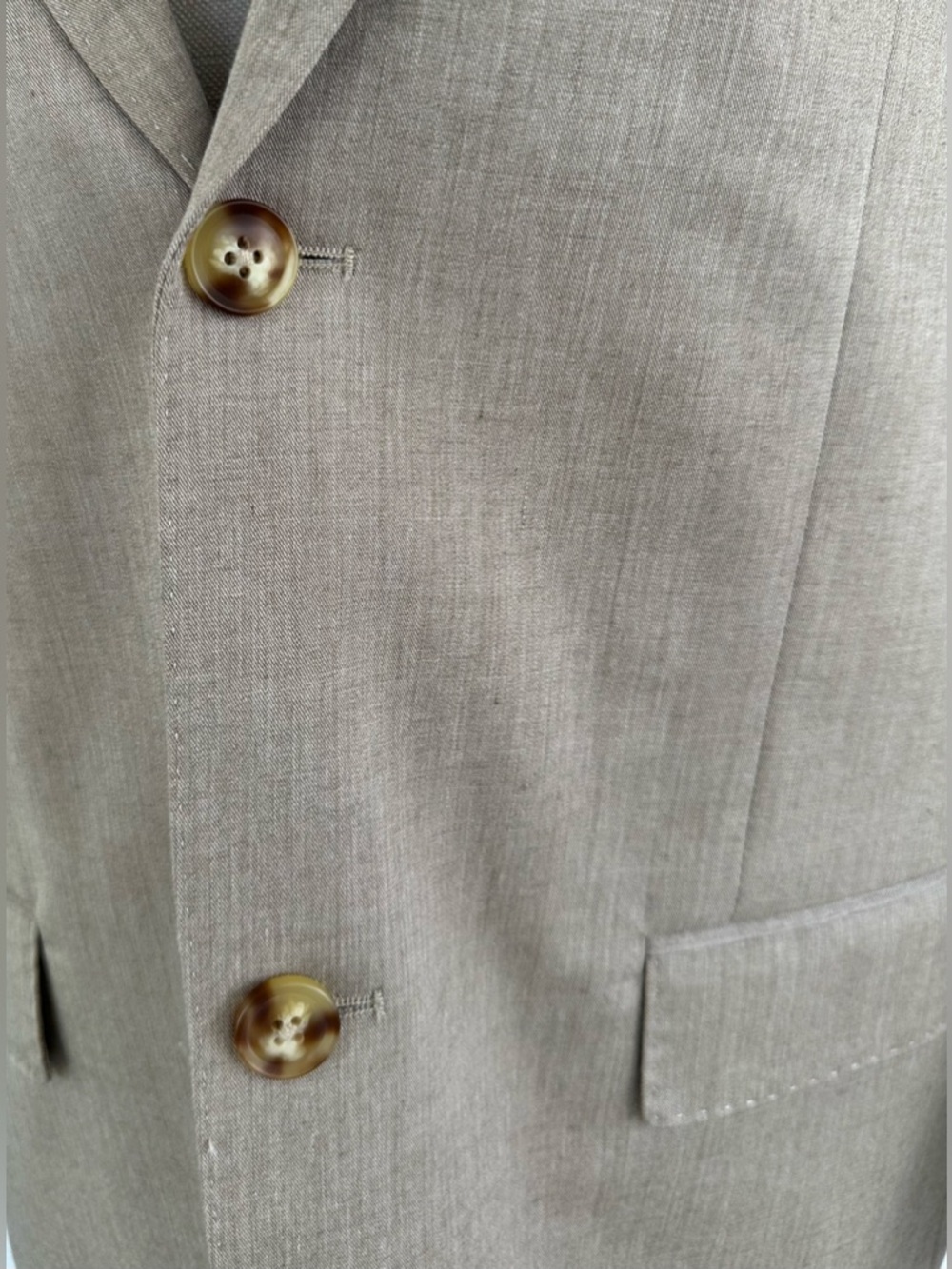 Classic Perry Ellis Two-Button Suit Jacket/ Blazer Light Tan or Khaki color - Picture 16 of 17